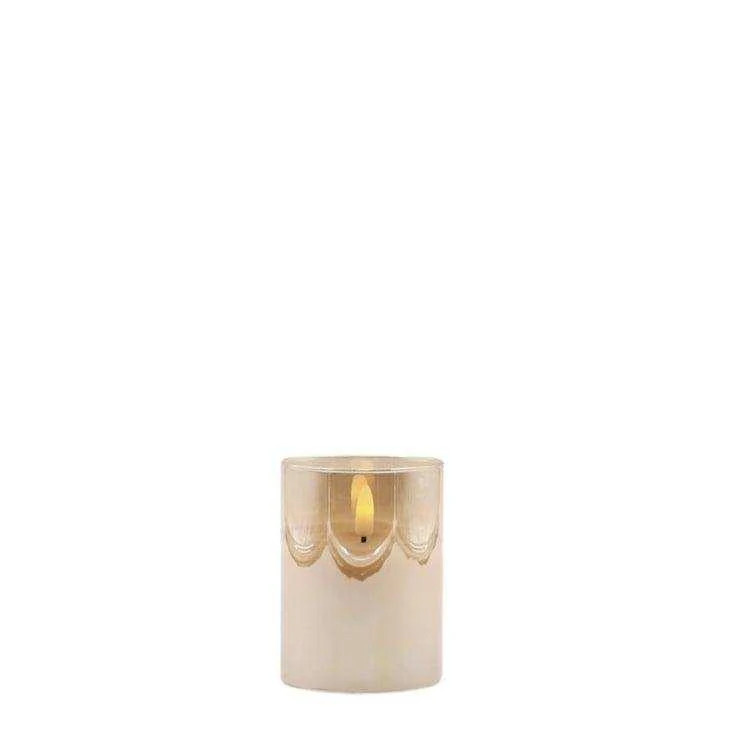Mansion Atmosphere LED-Kerze in Gold mit Fernbedienung und Timer, zylindrisch, B/H: 7,5 x 10 cm - Bild 1