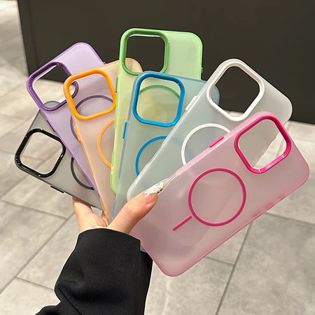 Magnetische TPU-Schutzhülle mit mattiertem Anti-Drop-Schutz für iPhone 11 bis 17 Air Plus Pro Max in Orange - Bild 1