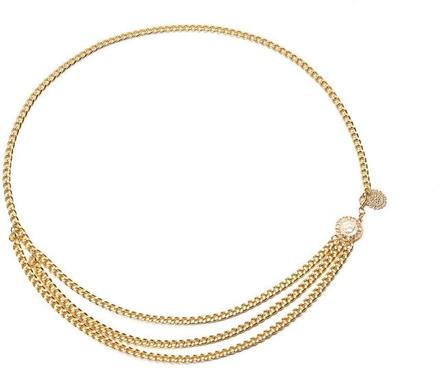 XYNN Kettengürtel Damen, mehrlagig, Strass, Kristall, gold - Bild 1