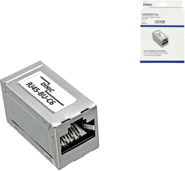 DINIC RJ45 Ethernet LAN Kupplung Cat.6A/5e in Silber - Bild 1