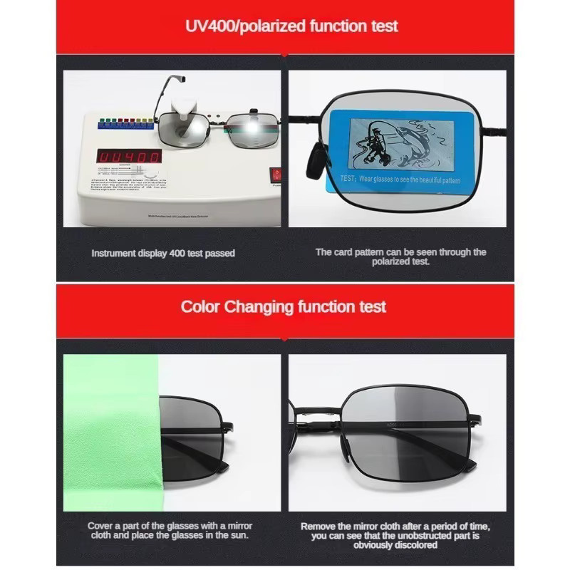 Polarisierte faltbare Sonnenbrille, quadratisch, Herren, schwarz, Vollrand - Bild 3