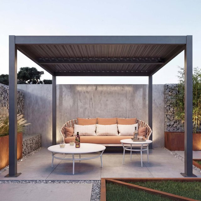 Gartenpavillon MCW Pergola L46 Lamellen-Pavillon aus Aluminium in Anthrazit B/T: 400 x 300 cm, Höhe: 220 cm - Bild 1