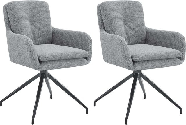 2er Set Esszimmerstühle DELUKE NAVER in Grau aus Stoff und Metall, B/T/H: 58 x 63 x 85 cm - Bild 1