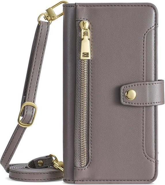Samsung Handyhülle mit Reißverschluss und Brieftasche in Grau für Galaxy S25 Ultra, S25 FE Plus, S25 Edge sowie Galaxy A-Serie - Bild 1