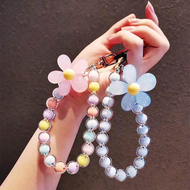 Handy-Anhänger Acryl, Perlenarmband, Schleife, Herz, Blume, Schmetterling - Bild 1