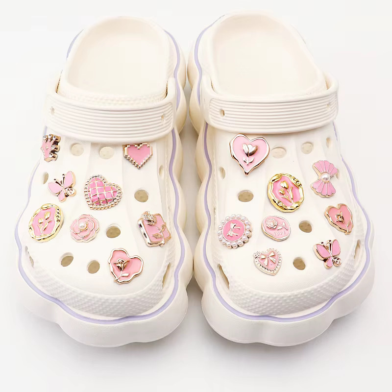 Schuh Charms Set, rosa, Blume, Diamant, Schmetterling, Strass - Bild 1