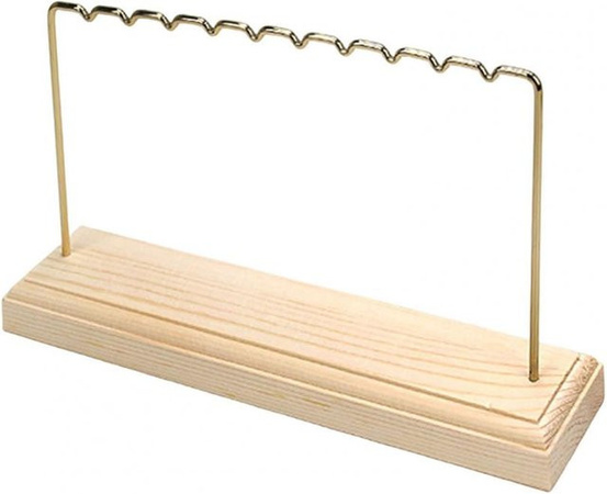 Jinmeige Schmuckhalter mit Holzsockel und 2 Ebenen in Beige und Gold, Schmuckständer für Ohrringe und Hängeregal