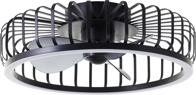 Brilliant LED-Deckenleuchte Capo mit Ventilator in Schwarz, dimmbar mit Fernbedienung, Durchmesser: 48 cm - Bild 1