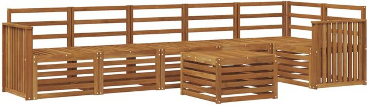 vidaXL Ecksofa Set 7-teilig aus Massivholz Akazie in Natur Braun, modern und wendbar - Bild 1
