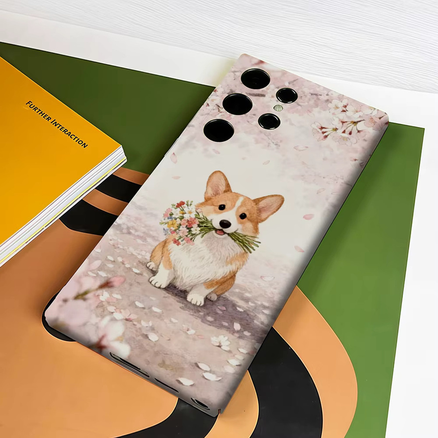 Stoßfeste Doppelschicht Handyhülle mit Corgi und Kirschblüten für Samsung Galaxy S26 S25 S24 S23 Ultra Plus, Mehrfarbig - Bild 3
