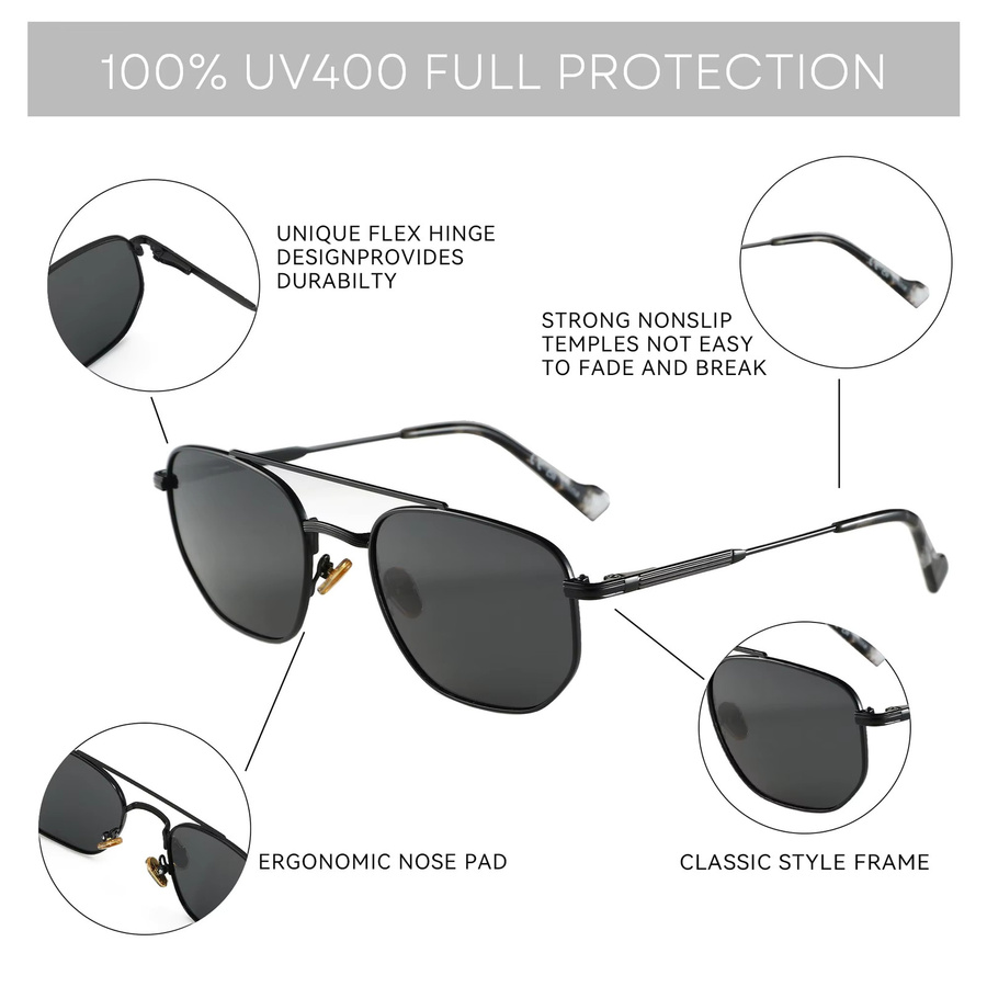 ZENOTTIC Sonnenbrille Aviator, Metall, Vollrand, Schwarz, Unisex - Bild 3