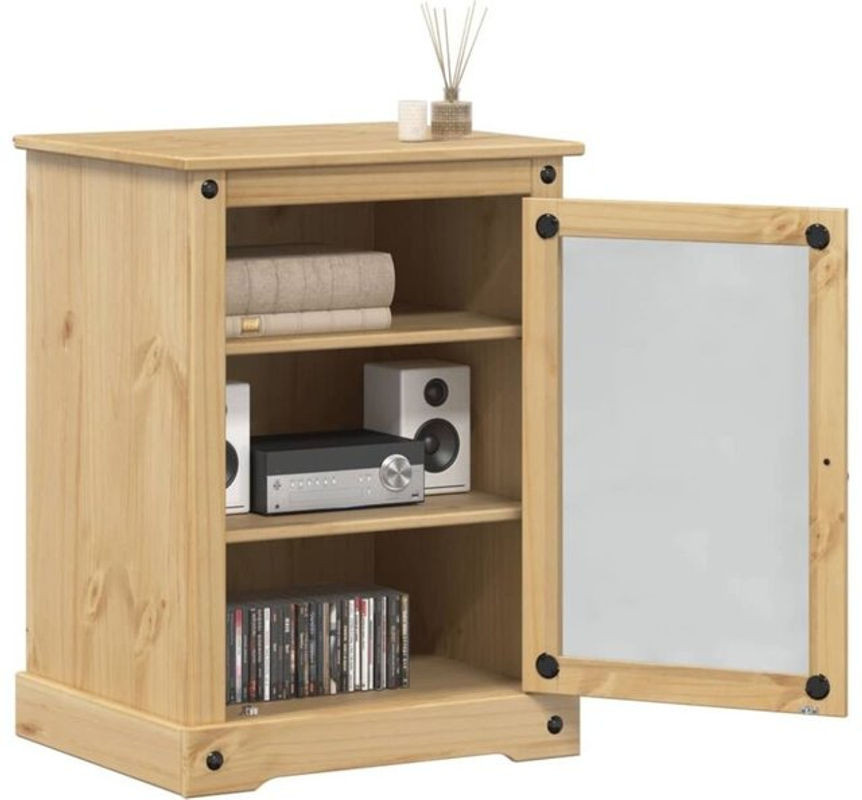 vidaxl Medienschrank Corona aus Massivholz Kiefer in Natur und Braun, Landhaus Stil, B/T/H: 60 x 50 x 82 cm - Bild 1