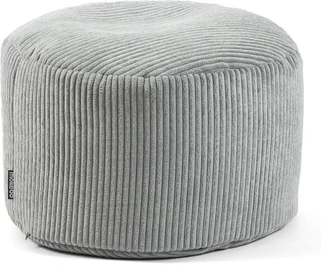 mokebo Sitzhocker Der Faule Lenz aus Cord in Grau mit EPS-Perlen Füllung - Bild 1