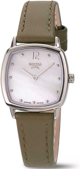 Boccia Damenuhr, Quarz, Titan, Saphirglas, 25 mm, Leder, Weiß, 5 ATM - Bild 1
