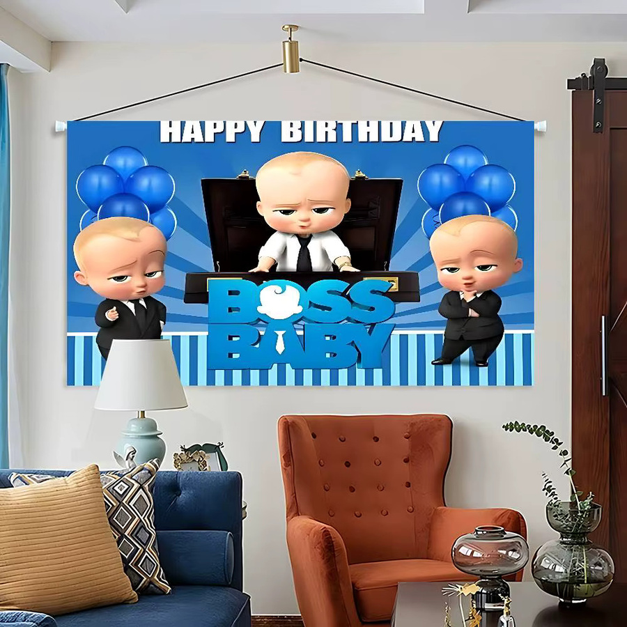 FunnyD Fotohintergrund B-Baby Film Cartoon Dekoration in Blau für Kindergeburtstage und Jubiläen, B/H: 120 x 70 cm - Bild 4