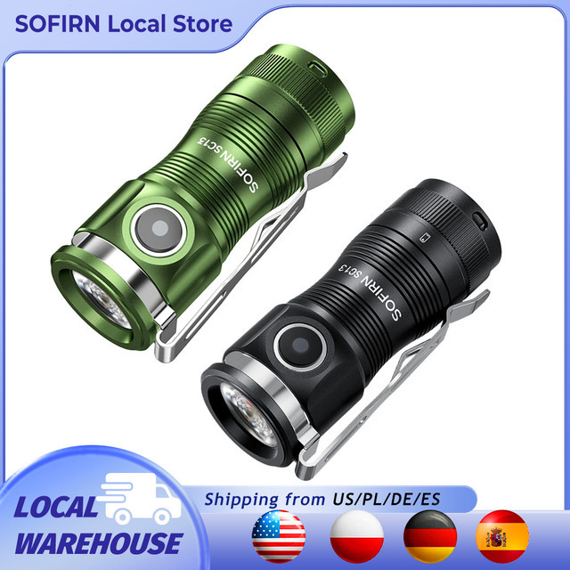 Sofirn Mini SC13 SST40 LED Taschenlampe in Schwarz mit 1300 lm, 6000 K Kaltweiß, wiederaufladbar und mit Magnet für Notfälle - Bild 1