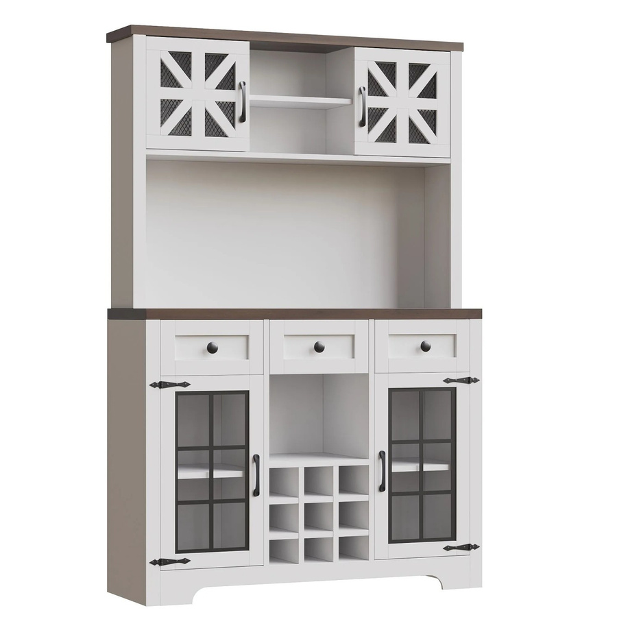 Merax Hochschrank in Weiß mit Smart LED, Weinregal und Glastüren, H x B x T: 180 x 40 x 40 cm - Bild 2