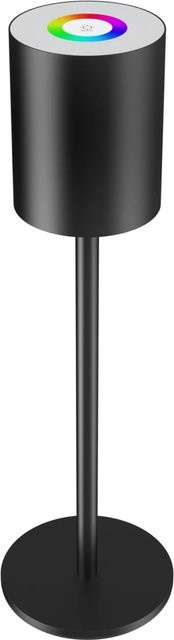 Tectake Akku Tischlampe Corly LED mit RGBW Lichtfarben, stufenlos dimmbar, Schwarz, B/T/H: 10 x 10 x 37 cm - Bild 1