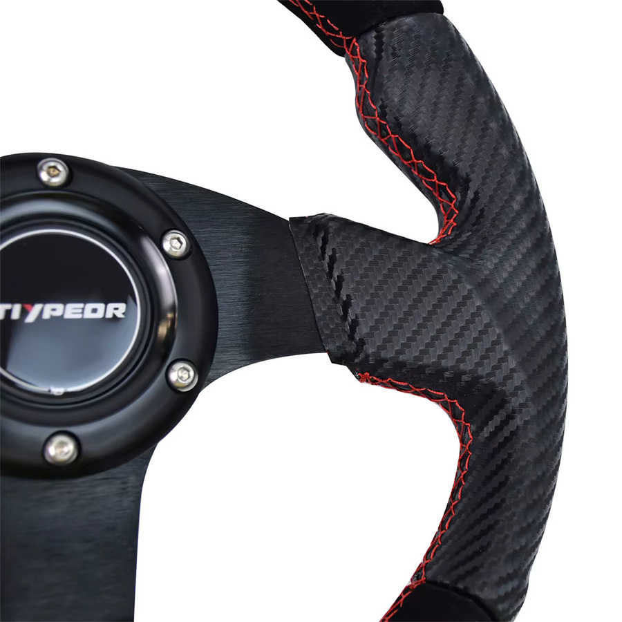TIYPEOR Drift-Lenkrad aus Wildleder in Schwarz, 11 Zoll Sportlenkrad für Modifikationen mit 5mm Halterung - Bild 6