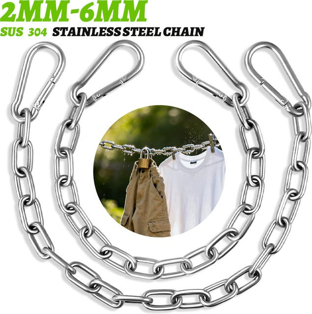 Lekefever Edelstahlkette 304 mit Schnellschnalle in Silber, rostfrei für Boxsack, Hängematte oder Schaukel - Bild 1