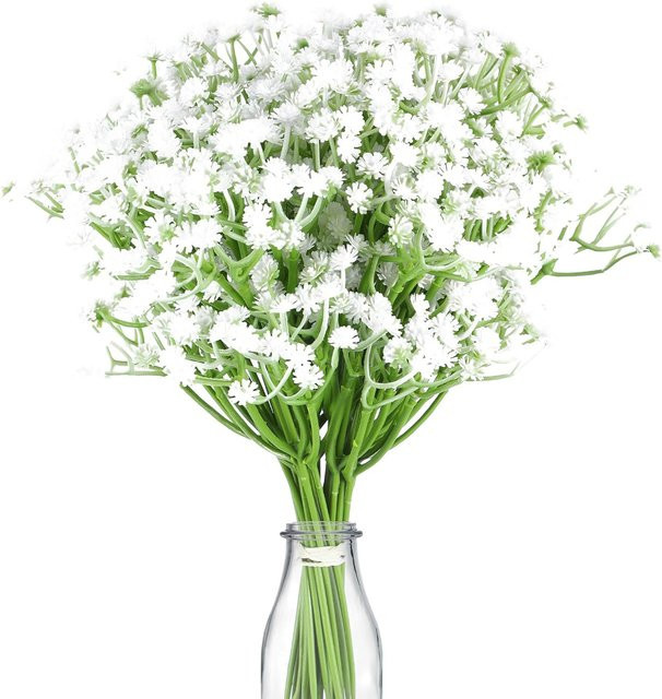 Künstliche Gypsophila Blumen in Weiß aus Kunststoff für Garten, Tischdekoration und Hochzeitsfloristik - Bild 1
