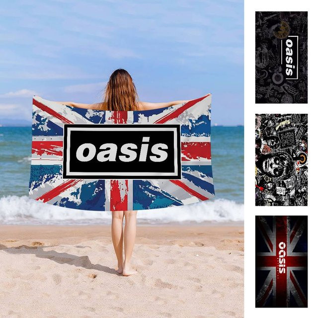 Potdemiel Mikrofaser-Strandtuch Rock Band O-Oasis in Multicolour, saugfähig und schnell trocknend für Yoga, Schwimmen oder Reisen - Bild 1