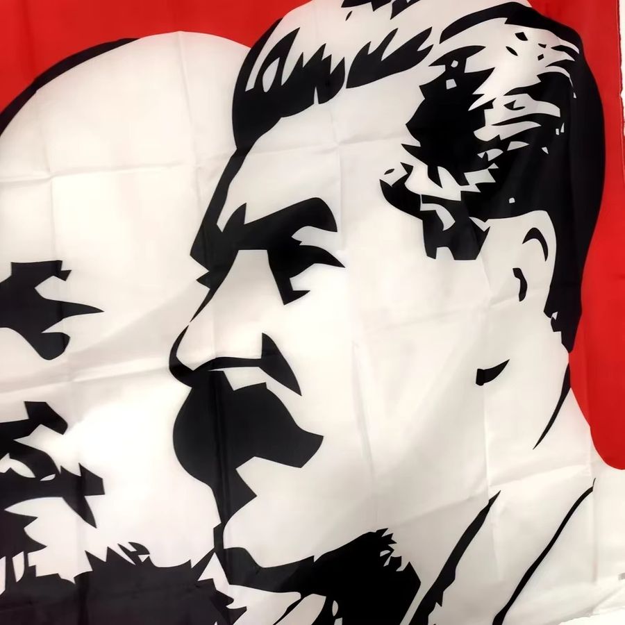 Vintage Sowjetische UdSSR Flagge mit Lenin-Stalin-Design als historische Kommunismus-Wanddekoration - Bild 2