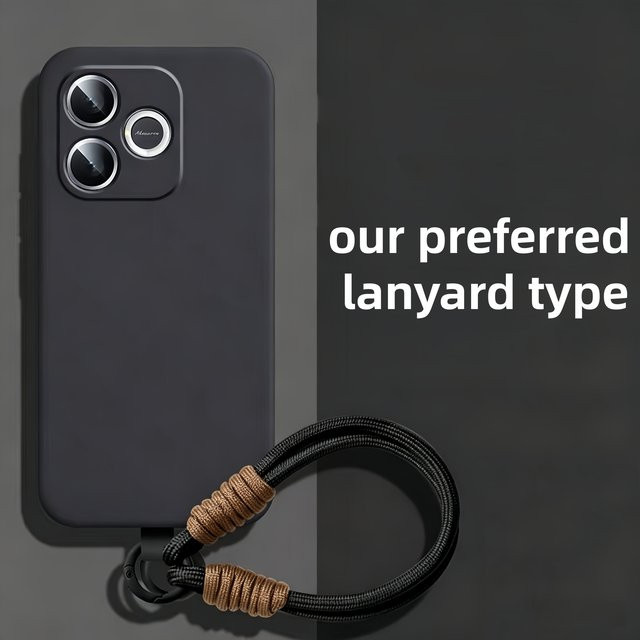 Stoßfeste Flüssigsilikon-Handyhülle mit gewebter Handgelenkschlaufe für Honor 600 400 Pro Lite in Schwarz - Bild 1