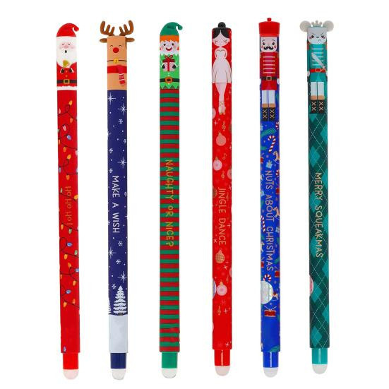 Radierbare Gelstifte Set von jikaixiang mit Weihnachtsdesign in Blau, Rot und Grün, 3 Stück - Bild 3