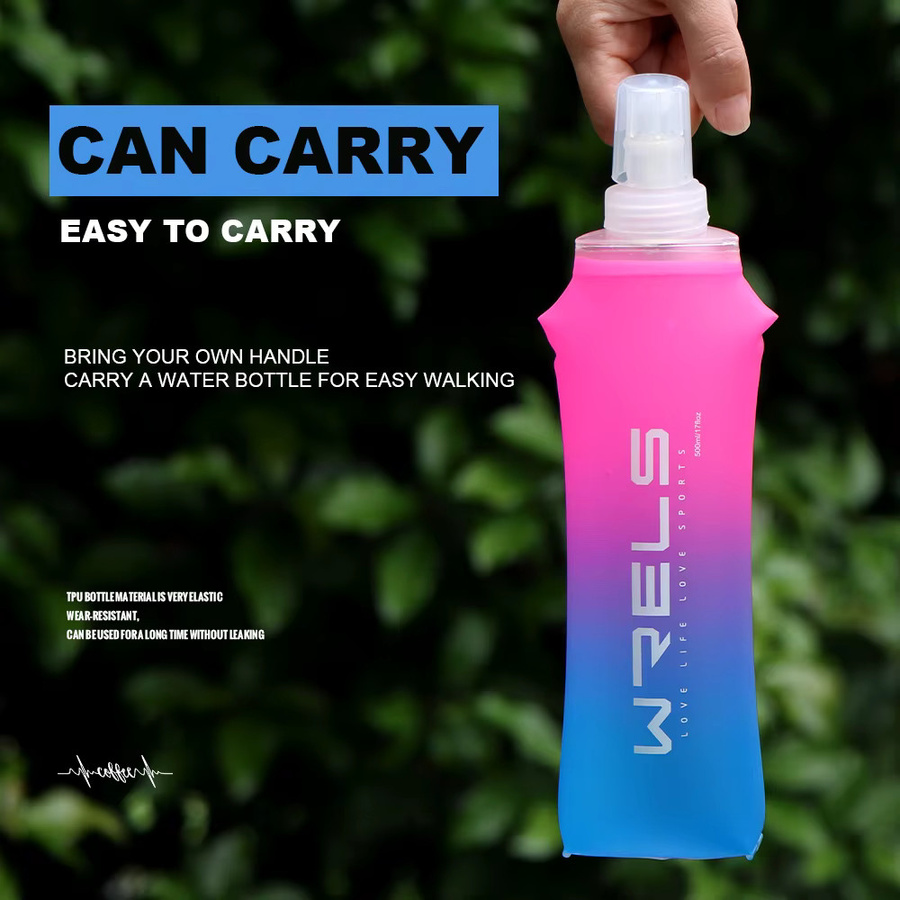 WRELS Sport-Wasserflasche aus TPU, zusammenklappbar, 250 ml, pink, purple, multicolour - Bild 4