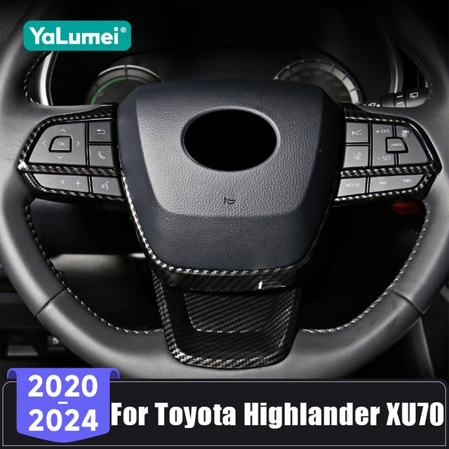 YaLumei Lenkrad Schalter Taste Panel Abdeckung Trim Aufkleber für Toyota Highlander XU 70 Hybrid 2020-2024 in Schwarz - Bild 1