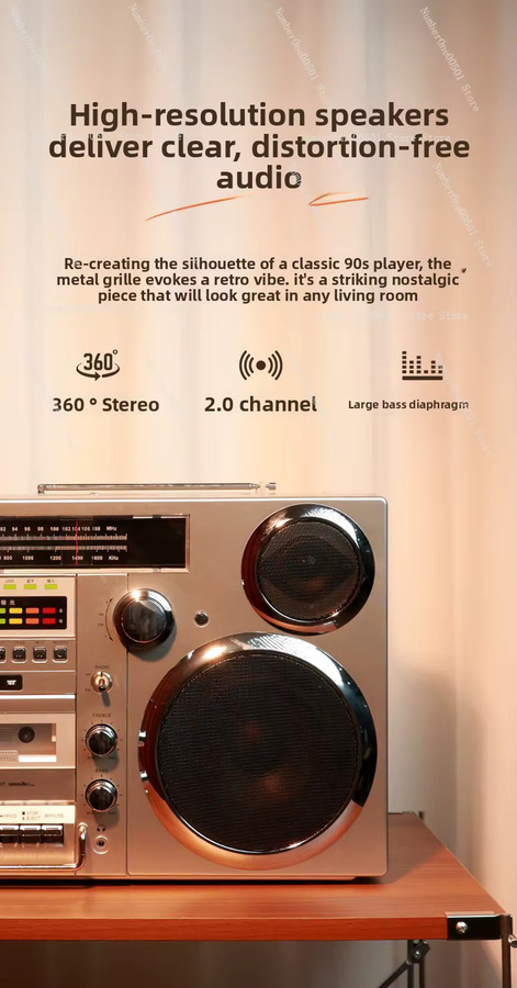 Retro CD-Player mit Radio und Bluetooth-Lautsprecher in Schwarz mit HIFI-Klangqualität - Bild 4