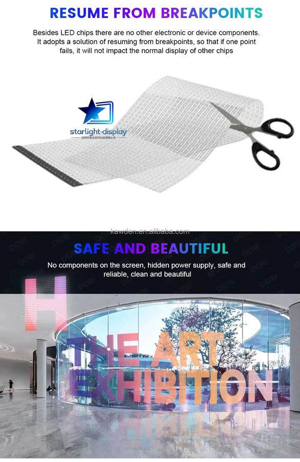 Flexible transparente LED-Folie für Glasfenster P6 P8 P10 selbstklebend - Bild 2