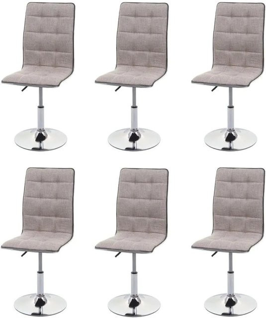 6er-Set MCW Esszimmerstühle C41, drehbare Küchenstühle mit gestepptem Rautenmuster in Creme-Grau, Stoff/Textil - Bild 2
