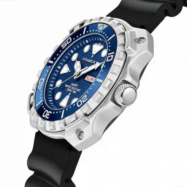 LIGE Armbanduhr Quarz, Edelstahl, Silikon, Blau, Herren - Bild 1