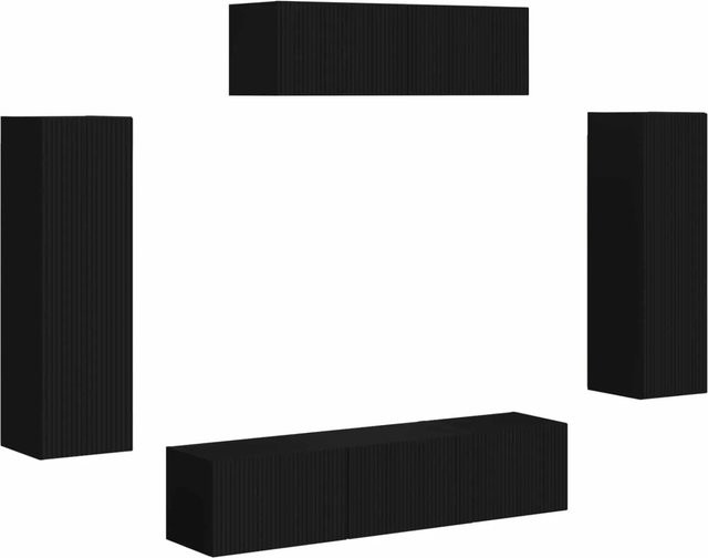 vidaXL TV-Schrank 3-teilig Schwarz Matt minimalistisch Wandmontage - Bild 1