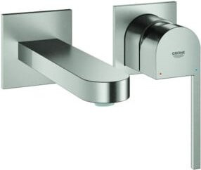 Grohe Fertigmontageset PLUS UP 2-Loch-Waschtischarmatur in Brushed Nickel, wandmontiert, silberfarben, Auslauf: 14,7 cm - Bild 1