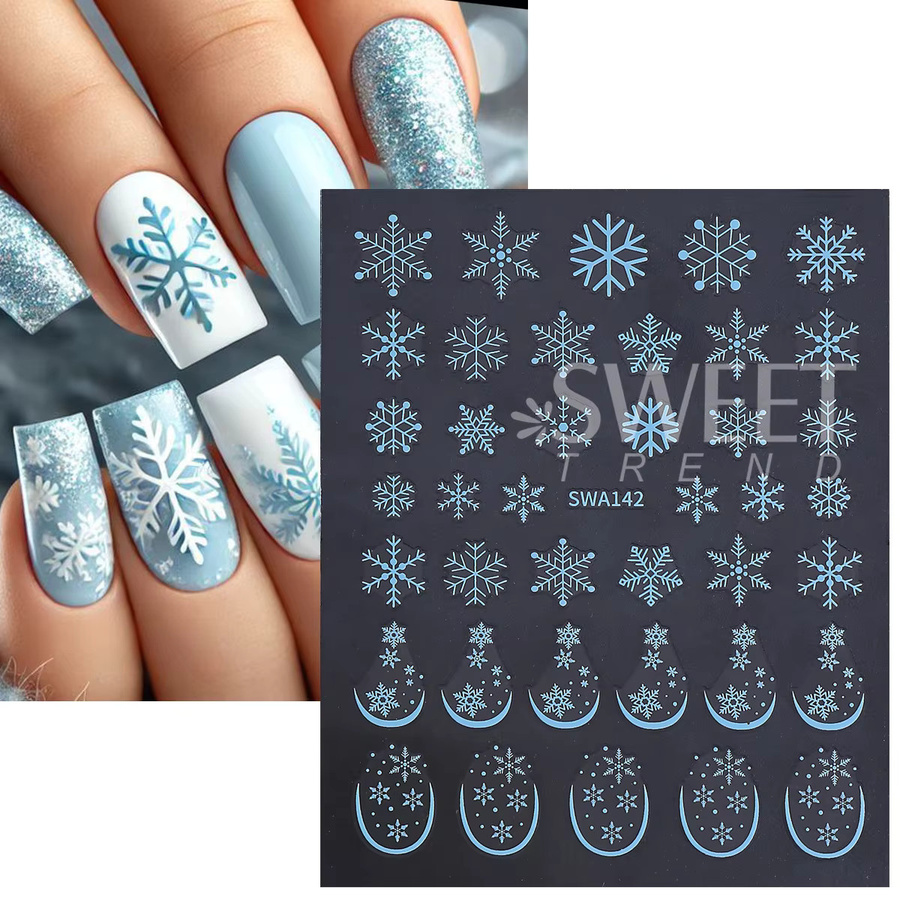 SWEET TREND Nail Art Aufkleber Schneeflocken, Gold Silber - Bild 2
