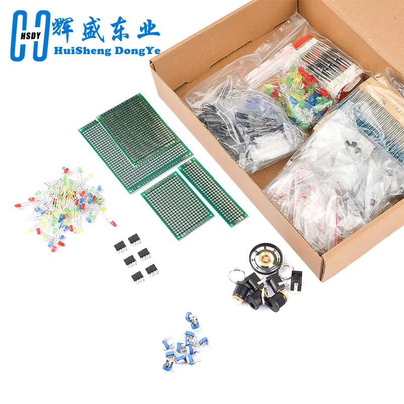 HUISHENGYUFA Mega Electronic Component Kit mit 1900 Teilen in Multicolor inklusive Kondensatoren, Widerständen, LEDs, Transistoren, DC-Buchsen, Leiterplatten und Opamps - Bild 2