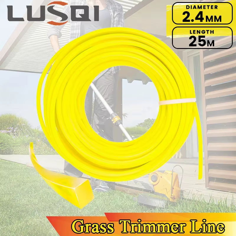 LUSQI Quadratische Nylon-Grasschneiderleine für Rasenmäher und Freischneiderköpfe, zweifarbig Gelb, 20 m oder 25 m, Dicke: 2 mm oder 2,4 mm - Bild 2