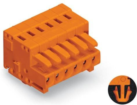 WAGO Buchsengehäuse-Kabel 734, 6 Polzahl, Rastermaß: 3.81 mm, Farbe: Orange, 100 Stück - Bild 1