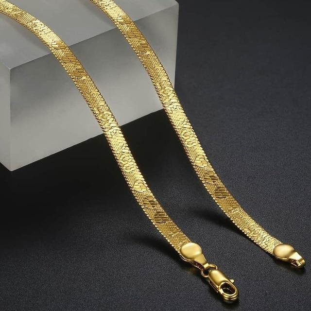 Halskette Edelstahl, Gold gefüllt, Weizen-Figaro-Seil, 60 cm, Unisex - Bild 1