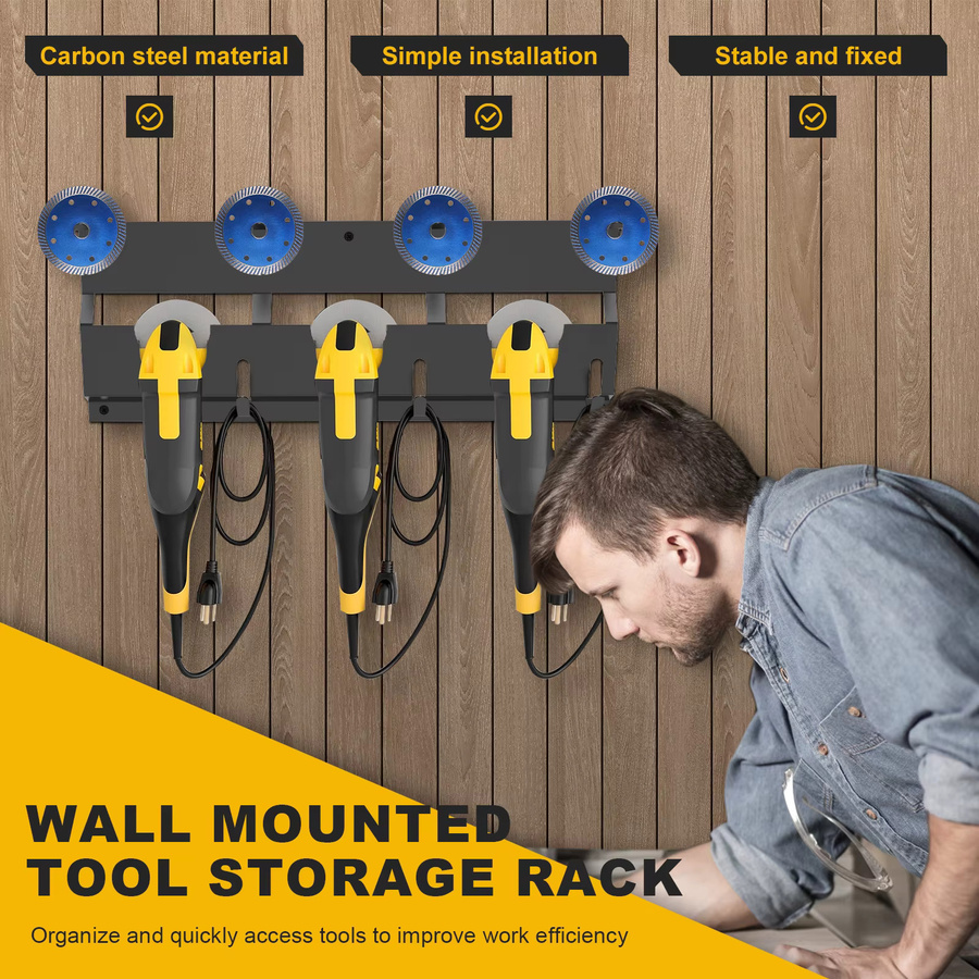 Toorise Wandmontierter Werkzeugständer aus Metall mit 3 Steckplätzen für Winkelschleifer und Polierer als platzsparender Multitool-Organizer für Garage und Arbeitsplatz - Bild 4