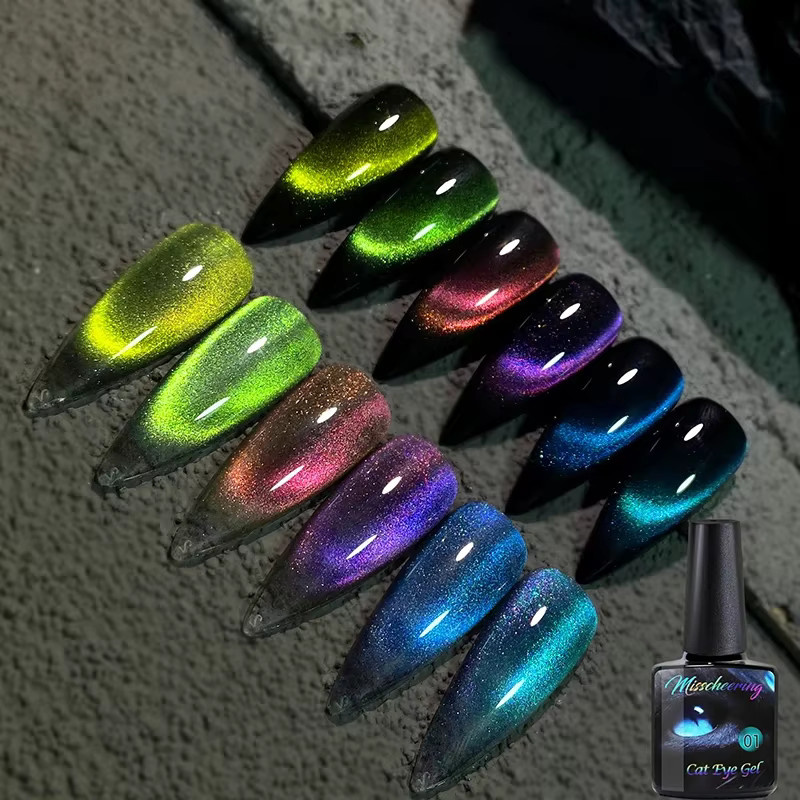 Misscheering Magnetisches Nagelgel Regenbogen Katzenauge, 8 ml, Schimmernd - Bild 5
