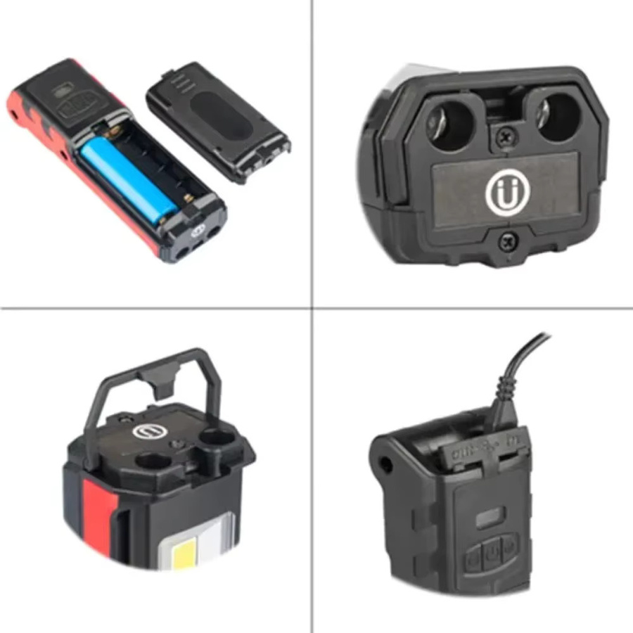 POCKETMAN Tragbare COB LED Arbeitsleuchte in Schwarz mit Magnet und Haken, USB aufladbare Taschenlampe für Auto Reparatur und Notfall - Bild 2
