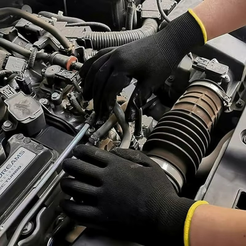 INMAICH Sicherheits-Arbeitshandschuhe aus PU-beschichtetem Material, 2/6 Paar nahtlose Strickhandschuhe für Mechaniker, Reinigung und Automobil, Damen und Herren - Bild 4