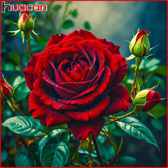 Huacan Diamantmalerei Set mit Rosen-Motiv als Floral-Mosaik mit Vollquadrat-Rundbohrern zur Heimdekoration - Bild 1