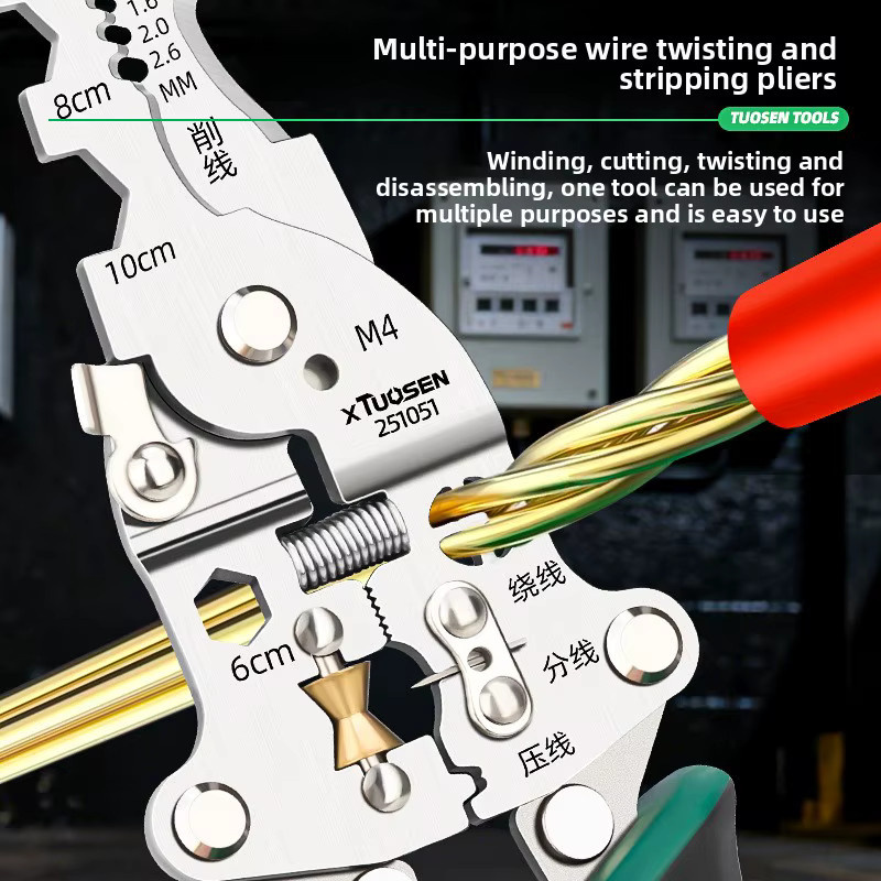 Multifunktionale Abisolierzange von Baolian in Multicolour für Elektriker mit Wickel-, Schnitt- und Messfunktion - Bild 4