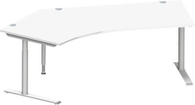 Schäfer Shop Genius Winkelschreibtisch MODENA FLEX 135 Grad mit C-Fuß-Rundrohr, Ansatz links, Farbe: Weiß, Breite: 216,5 cm - Bild 1