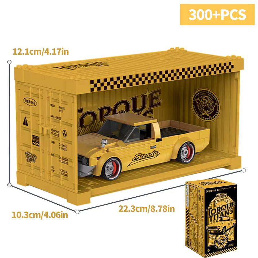 ZKZC Vintage Pickup Truck Bausteine Set Gelb DIY Modellbau Spielzeug für Kinder - Bild 3